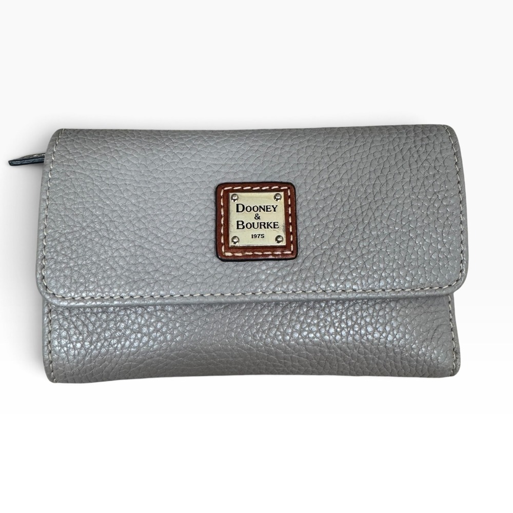 Dooney & Bourke Pebble Leather Satchel & Wallet Set Women Taupe Tassel Crossbody - Picture 3 of 16